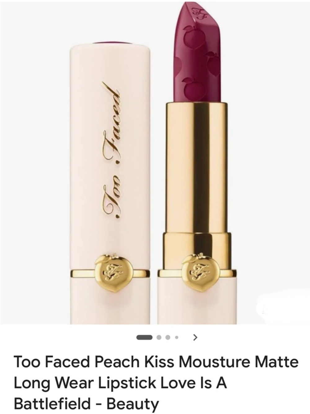 Too Faced Peach Moisture Matte Lipstick